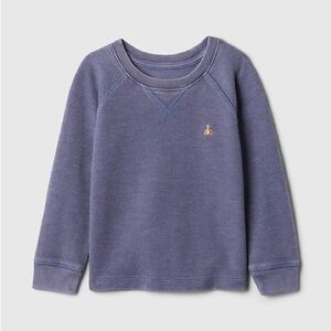 NEW Gap Kids Textured Raglan Long Sleeve Shirt | Blue | Bear Patch | Size 5